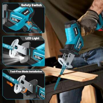 Powerful Seesii Cordless Reciprocating Saw with Batteries