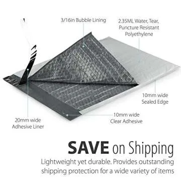 Fosmon #6 Poly Bubble Mailer 12.5 x 16 (10 Pack), Lightweight Water/Dust/Shock/Tear Resistant Padded Shipping Envelopes for Book, Magazine, Documents