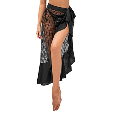 Hilor Women's Sheer Swimsuit Cover Up Sarong Ruffle