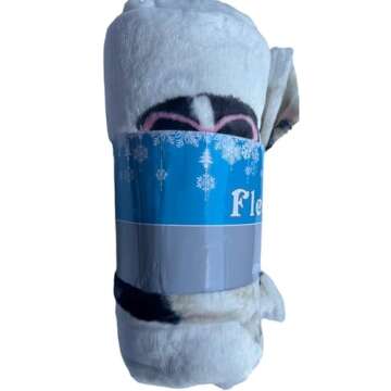 Fun Print Soft Cozy Lightweight 50 x 60 Fleece Throw Blanket (White with French Bulldogs in Glasses)