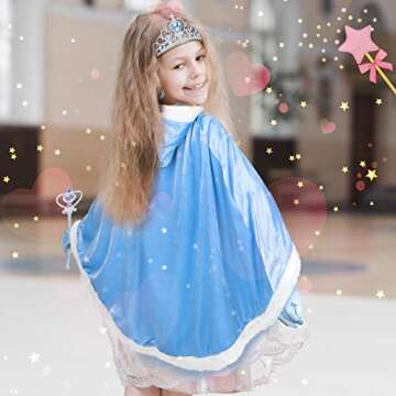 Fedio Girls Princess Cape Set Princess Dress up Trunk Costume Set with Princess Cape, Princess Tiara...