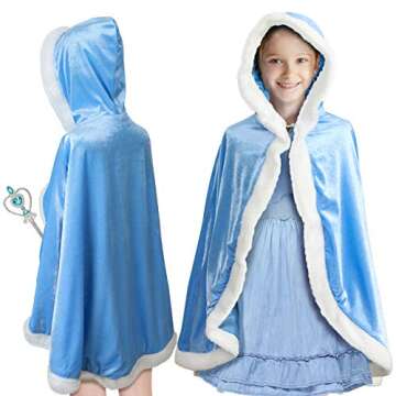 Fedio Girls Princess Cape Set Princess Dress up Trunk Costume Set with Princess Cape, Princess Tiara Crown, Princess Wand, Necklace and Accessories for Little Girls Dress up