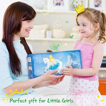 Fedio Girls Princess Cape Set Princess Dress up Trunk Costume Set with Princess Cape, Princess Tiara Crown, Princess Wand, Necklace and Accessories for Little Girls Dress up