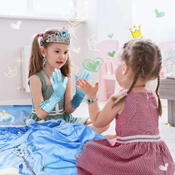 Fedio Girls Princess Cape Set Princess Dress up Trunk Costume Set with Princess Cape, Princess Tiara Crown, Princess Wand, Necklace and Accessories for Little Girls Dress up