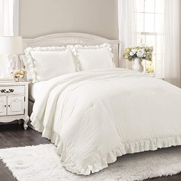 Lush Decor Reyna Ruffle Comforter Set - 3 Piece Cozy Ruffled Bedding Set - Timeless Elegance and Com...