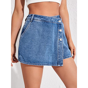 Stylish WDIRARA High Waisted Denim Skort for Women