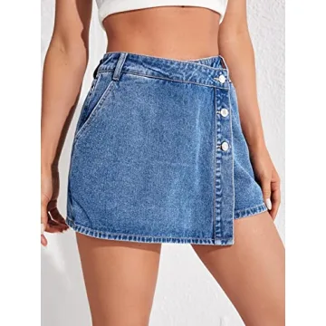 Stylish WDIRARA High Waisted Denim Skort for Women