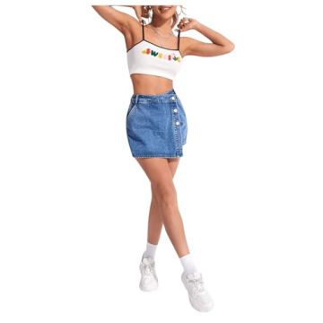 Stylish WDIRARA High Waisted Denim Skort for Women