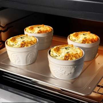 Artena Ramekins, Ramekins Oven Safe, Creme Brulee Ramekins, Embossed White Ceramic Ramiken, Souffle ...