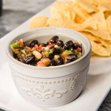 Artena Ramekins, Ramekins Oven Safe, Creme Brulee Ramekins, Embossed White Ceramic Ramiken, Souffle Pudding Custard Cups, Baking Dish, Dipping Bowls, Sauce Cups, Set Of 4 (Damask Floral, 8 oz)