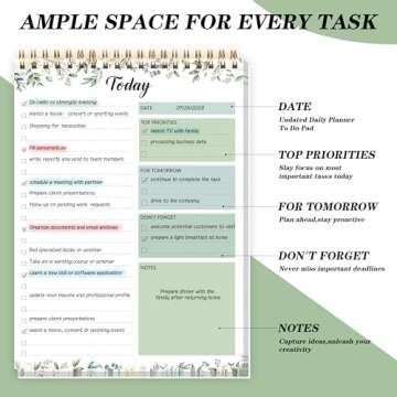 To Do List Notepad - Daily Planner Notepad 104 Pages Task Planner, 6.7" x 9.8" Double Sided Spiral N...