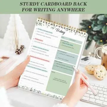 To Do List Notepad - Daily Planner Notepad 104 Pages Task Planner, 6.7" x 9.8" Double Sided Spiral Notebook with Checklist Productivity Planning Pad for Work Office Home-Green