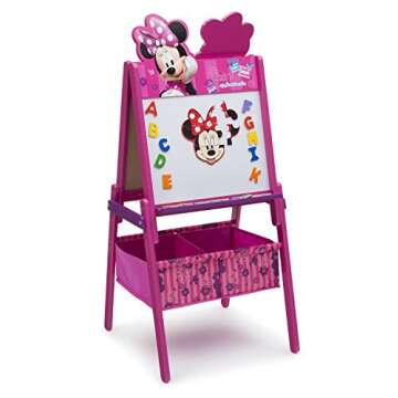 Delta Children Wooden Double-Sided Kids Easel with Storage -Ideal for Arts & Crafts, Homeschooling a...
