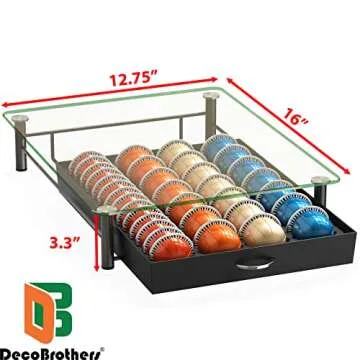 DecoBrothers Crystal Tempered Glass Vertuo Pod Holder Drawer, 28 Large or 56 Small Nespresso Capsule Organizer, Black