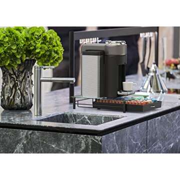 DecoBrothers Crystal Tempered Glass Vertuo Pod Holder Drawer, 28 Large or 56 Small Nespresso Capsule Organizer, Black