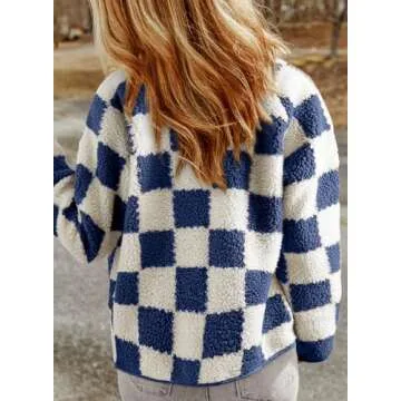 SHEWIN Women's Oversized Plaid Sherpa Jacket - Stylish & Comfortable