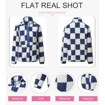 SHEWIN Women's Oversized Plaid Sherpa Jacket - Stylish & Comfortable