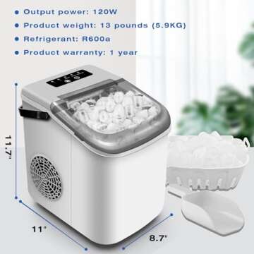 Portable Ice Maker Producing Ice in 6 Mins - MYETASSER