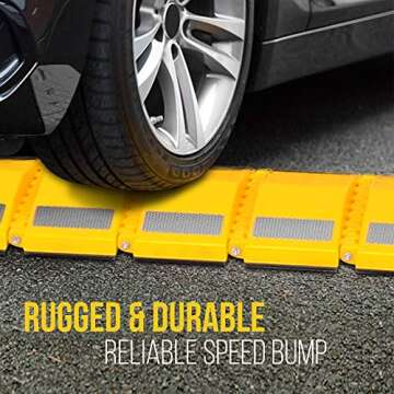 Pyle Portable Vehicle Traffic Speed Bump - 9.8' ft Heavy Duty Reflective Plastic Humps, Car Truck Au...