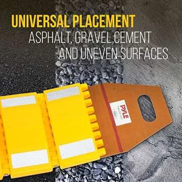 Pyle Portable Vehicle Traffic Speed Bump - 9.8' ft Heavy Duty Reflective Plastic Humps, Car Truck Automotive Vehicles Speed Bumps for Asphalt Concrete Gravel Garage Driveway Roads Parking Lot - PSPD16