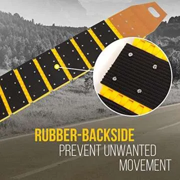 Pyle Portable Vehicle Traffic Speed Bump - 9.8' ft Heavy Duty Reflective Plastic Humps, Car Truck Automotive Vehicles Speed Bumps for Asphalt Concrete Gravel Garage Driveway Roads Parking Lot - PSPD16