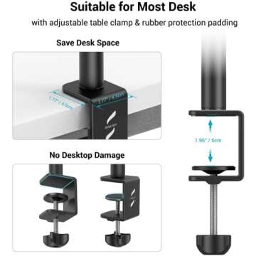 SmallRig Selection 19"-39" Camera Desk Mount 2 PCS Table Stand with 1/4" Ball Head, Tabletop C Clamp for DSLR Camera, Ring Light, Live Streaming, Photo Video Shooting - 3883 (2 PCS)