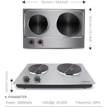CUSIMAX Double Hot Plate 1800W - Efficient Electric Burner