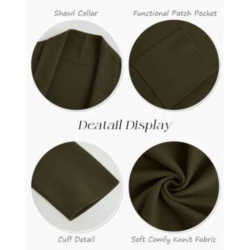 Womens Long Sleeve Maxi Cardigan Open Front Oversized Knitted Sweater Coat Casual Lapel Warm Overcoat with Pockets Army Green