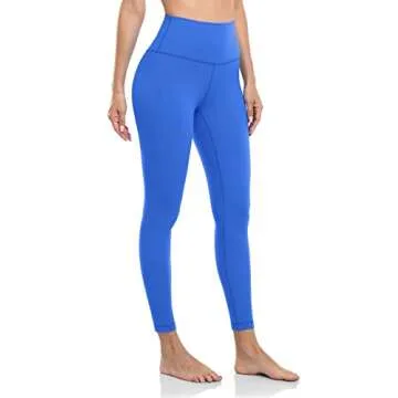 HeyNuts Pure&Plain 7/8 High Waisted Leggings for Women, Athletic Compression Tummy Control Workout Yoga Pants 25'' Dazzling Blue M(8/10)
