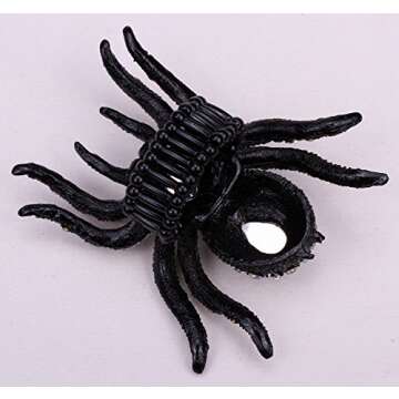 YACQ Women's Spider Stretch Rings Fit Finger Size 6.5 to 9 - Elastic Soft Band Perfect for Arthritis - Silk Scarf Holders - Lead & Nickle Free - 2-1/4 x 2-1/4 Inches - Halloween Costume Accessories