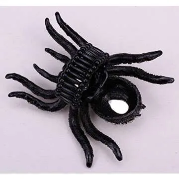 YACQ Women's Spider Stretch Rings Fit Finger Size 6.5 to 9 - Elastic Soft Band Perfect for Arthritis - Silk Scarf Holders - Lead & Nickle Free - 2-1/4 x 2-1/4 Inches - Halloween Costume Accessories