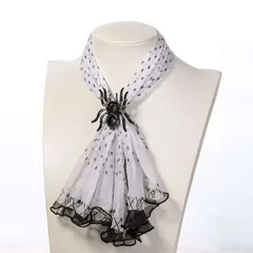 YACQ Women's Spider Stretch Rings Fit Finger Size 6.5 to 9 - Elastic Soft Band Perfect for Arthritis - Silk Scarf Holders - Lead & Nickle Free - 2-1/4 x 2-1/4 Inches - Halloween Costume Accessories