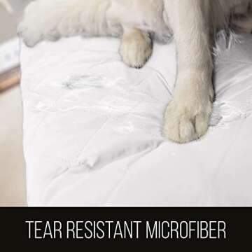 Sofa Shield Couch Slip Cover with Patented Strap, Large Cushion Protector, Reversible Stain and Dog Tear Resistant Slipcover, Quilted Microfiber 78” Seat, Washable Covers for Dogs Pets Kids, White