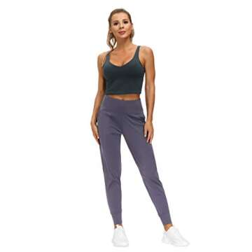 THE GYM PEOPLE Women's Joggers Pants Lightweight Athletic Leggings Tapered Lounge Pants for Workout, Yoga, Running (Small, Vintage Purple)