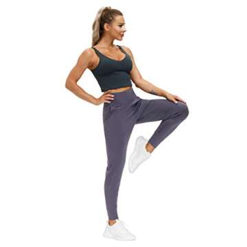 THE GYM PEOPLE Women's Joggers Pants Lightweight Athletic Leggings Tapered Lounge Pants for Workout, Yoga, Running (Small, Vintage Purple)