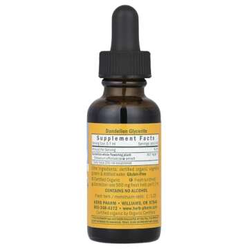 Herb Pharm Certified Organic Dandelion Liquid Extract for Cleansing and Detoxification, Alcohol-Free Glycerite, 1 Fl Oz