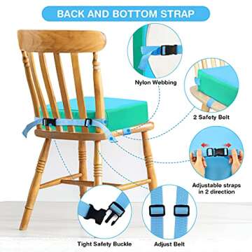 OTTOLIVES Toddler Booster Seat for Dining Table Thick Increasing Washable Cushion with 2 Adjustable ...