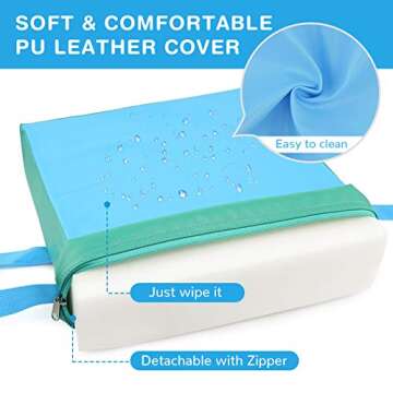 OTTOLIVES Toddler Booster Seat for Dining Table Thick Increasing Washable Cushion with 2 Adjustable Straps Safety Buckle, Dismountable Portable Travel for Baby Kids Infant (Blue)