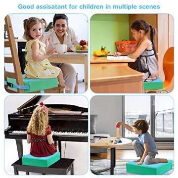 OTTOLIVES Toddler Booster Seat for Dining Table Thick Increasing Washable Cushion with 2 Adjustable Straps Safety Buckle, Dismountable Portable Travel for Baby Kids Infant (Blue)