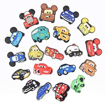 XQNB Different PVC Shoe Charms Cartoon Car Shoes Decorations Bracelet Wristband Accessories for Kids...