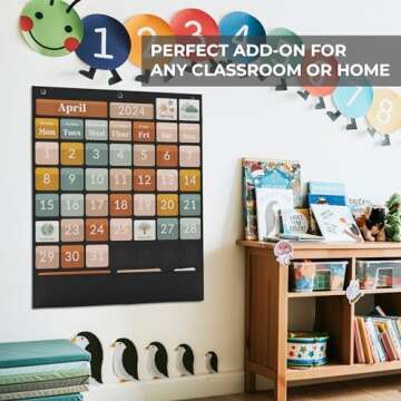 The Ultimate Classroom Calendar Pocket Chart for Kids - Beautiful Calendar with Educational Cards fo...