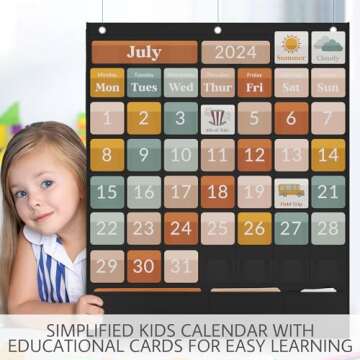 The Ultimate Classroom Calendar Pocket Chart for Kids - Beautiful Calendar with Educational Cards for Easy Learning - Fun Boho Classroom/Teacher Must Have Supplies That Fits Nicely w/Any School Decor