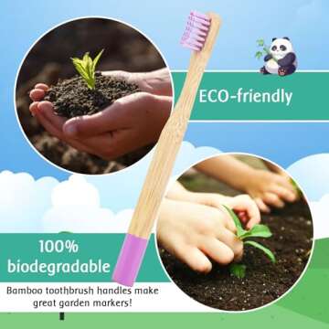 EcoFrenzy - Kids Bamboo Toothbrush - Child Size Soft BPA Free Color Safe Bristles (4 Pack)