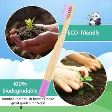 EcoFrenzy - Kids Bamboo Toothbrush - Child Size Soft BPA Free Color Safe Bristles (4 Pack)