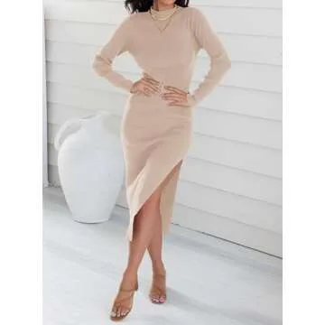 ZESICA Women's Ribbed Knit Dress - Stylish Fall Wear