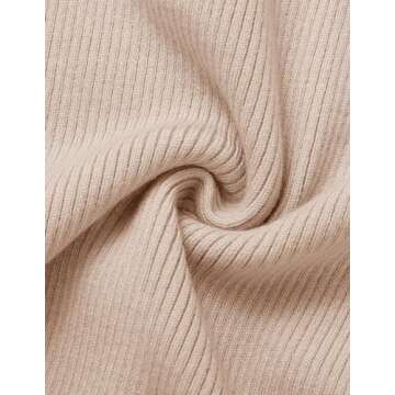 ZESICA Women's 2025 Ribbed Knit Dress Long Sleeve Mock Neck Slim Fit Side Slit Spring Elegant Sweater Dresses,Apricot,Medium