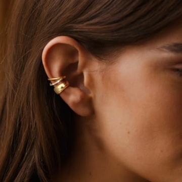 Koperin Trendy Chunky 14K Gold Plated Ear Cuffs