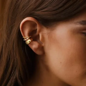 Koperin Trendy Chunky 14K Gold Plated Ear Cuffs