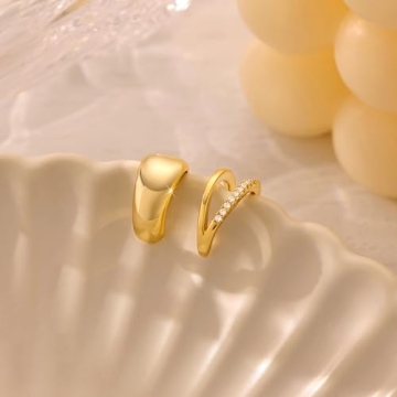 Koperin Trendy Chunky 14K Gold Plated Ear Cuffs