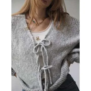 Trendy Women Tie Front Oversized Knitted Cardigan